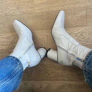 White Franco Sarto Heeled Booties